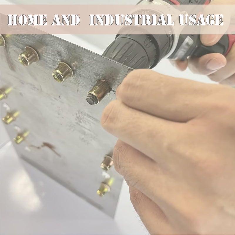 ZTF SAE 8-32 10-24 1/4-20 5/16-18 3/8 Inch-16UNC Rivet Nut Assortment Kit, Yellow Zinc Flat Head Rivnut Set, Threaded Insert Nutsert Rivnuts for Metal, Plastic, Fiberglass (5/16"-18UNC) - Image 3